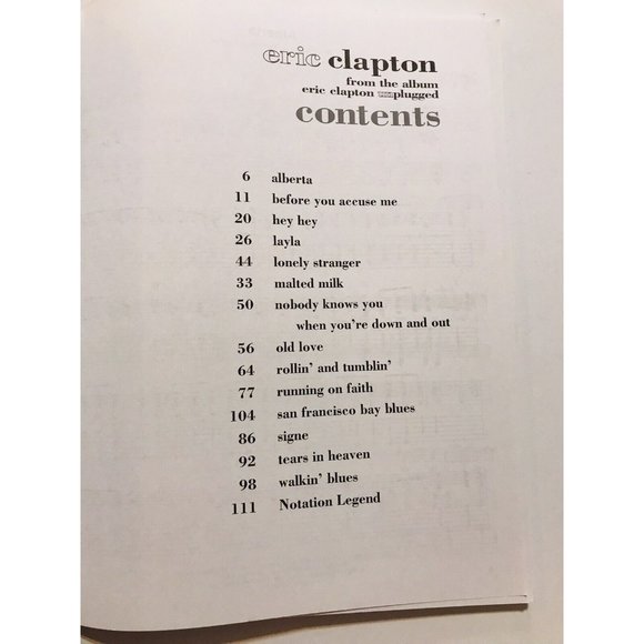 Eric Clapton Unplugged Songbook Hal Leonard 1992 Guitar Tablet Sheet Music - Picture 2 of 4